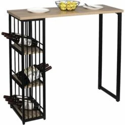 WOLTU Tavolo Bar Bancone Da Bar 3 Mensole Tavolo Da Pranzo Caffè Bistrò Cucina Colore Di Quercia -Vendite HOMCOM || VIDAXL || Songmics 80878934 4