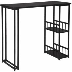 WOLTU Tavolo Da Bar Alto Con Mensole Bancone Da Casa In Metallo E Legno Nero