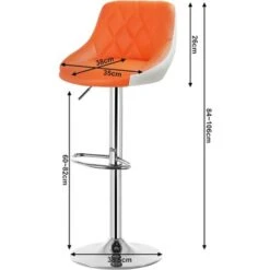 WOLTU 1 Pz Sgabello Da Bar Sedia Cucina Imbottita Girevole In Metallo E Ecopelle Arancione+Bianco -Vendite HOMCOM || VIDAXL || Songmics 80879191 2