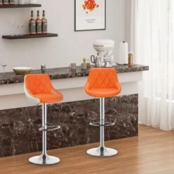 WOLTU 1 Pz Sgabello Da Bar Sedia Cucina Imbottita Girevole In Metallo E Ecopelle Arancione+Bianco -Vendite HOMCOM || VIDAXL || Songmics 80879191 3