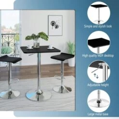 WOLTU Tavolo Da Bar Tavolino Cucina In MDF Cromato Altezza Regolabile Girevole Nero -Vendite HOMCOM || VIDAXL || Songmics 80879380 4