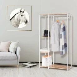 WOLTU Stand Appendiabiti Con Ripiani Attaccapanni Guardaroba Scaffale Portabiti Legno+Bianco 8 WOLTU Stand Appendiabiti Con Ripiani Attaccapanni Guardaroba Scaffale Portabiti Legno+Bianco -Vendite HOMCOM || VIDAXL || Songmics 80879396 2