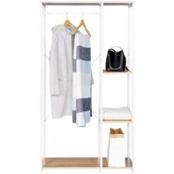 WOLTU Stand Appendiabiti Con Ripiani Attaccapanni Guardaroba Scaffale Portabiti Legno+Bianco 9 WOLTU Stand Appendiabiti Con Ripiani Attaccapanni Guardaroba Scaffale Portabiti Legno+Bianco -Vendite HOMCOM || VIDAXL || Songmics 80879396 3