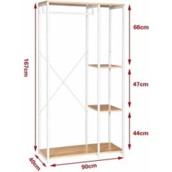 WOLTU Stand Appendiabiti Con Ripiani Attaccapanni Guardaroba Scaffale Portabiti Legno+Bianco 10 WOLTU Stand Appendiabiti Con Ripiani Attaccapanni Guardaroba Scaffale Portabiti Legno+Bianco -Vendite HOMCOM || VIDAXL || Songmics 80879396 4