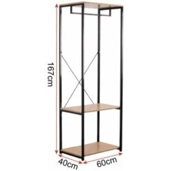 WOLTU Stand Appendiabiti Attaccapanni Guardaroba Scaffale A 3 Ripiani Portabiti Legno+Nero -Vendite HOMCOM || VIDAXL || Songmics 80879955 3