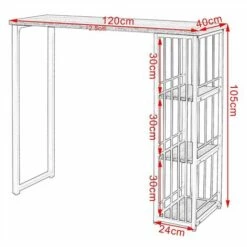 WOLTU Tavolo Bar Bancone Da Bar 3 Mensole Tavolo Da Pranzo Caffè Bistrò Cucina Nero -Vendite HOMCOM || VIDAXL || Songmics 81034608 3