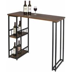 WOLTU Tavolo Da Bar Alto Con Mensole Bancone Da Casa In Metallo E Legno Faggio Scuro -Vendite HOMCOM || VIDAXL || Songmics 81035002 2