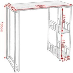 WOLTU Tavolo Da Bar Alto Con Mensole Bancone Da Casa In Metallo E Legno Faggio Scuro -Vendite HOMCOM || VIDAXL || Songmics 81035002 4