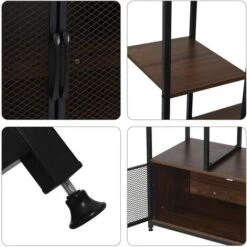 WOLTU Appendiabiti Da Terra In Legno E Metallo Di Bambù Con Mensole Laterali Faggio Scuro+nero -Vendite HOMCOM || VIDAXL || Songmics 81073577 4