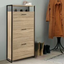 Scarpiera LUIS A 3 Ante Con Ripiano Superiore Dal Design Industriale -Vendite HOMCOM || VIDAXL || Songmics 81211839 5