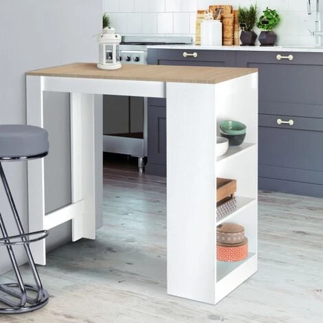 Tavolo Bar BARTH Da 2 A 4 Persone Piano In Legno Bianco Imitazione Faggio 3 Tavolo Bar BARTH Da 2 A 4 Persone Piano In Legno Bianco Imitazione Faggio