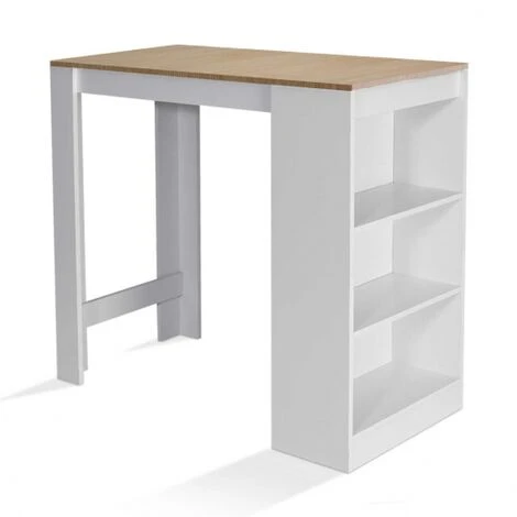 Tavolo Bar BARTH Da 2 A 4 Persone Piano In Legno Bianco Imitazione Faggio 4 Tavolo Bar BARTH Da 2 A 4 Persone Piano In Legno Bianco Imitazione Faggio - immagine 2