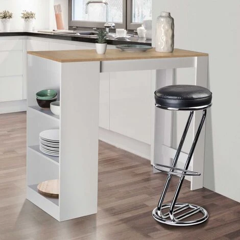 Tavolo Bar BARTH Da 2 A 4 Persone Piano In Legno Bianco Imitazione Faggio 6 Tavolo Bar BARTH Da 2 A 4 Persone Piano In Legno Bianco Imitazione Faggio - immagine 4