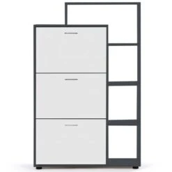 Scarpiera Grigia Con 3 Ante Bianche E Ripiano -Vendite HOMCOM || VIDAXL || Songmics 81211946 3