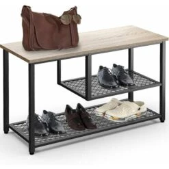 Scarpiera Con Struttura In Metallo 3 Ripiani Portascarpe Design Minimal Nero