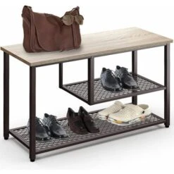 Scarpiera Con Struttura In Metallo 3 Ripiani Portascarpe Design Minimal Bronzo