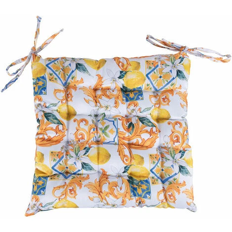 Cuscino Per Sedia Con Laccetti 40x40 Cm, Decoro Mediterraneo, Sicilia 5 Cuscino Per Sedia Con Laccetti 40x40 Cm, Decoro Mediterraneo, Sicilia - immagine 3