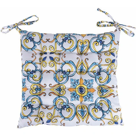 Cuscino Per Sedia Con Laccetti 40x40 Cm, Decoro Mediterraneo, Sicilia 7 Cuscino Per Sedia Con Laccetti 40x40 Cm, Decoro Mediterraneo, Sicilia - immagine 5