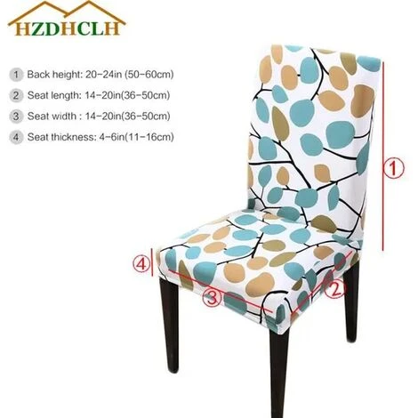 None Coprisedia Da Pranzo In Spandex Super Elasticizzato Con Motivo A Foglia In 4 Pezzi 4 None Coprisedia Da Pranzo In Spandex Super Elasticizzato Con Motivo A Foglia In 4 Pezzi - immagine 2