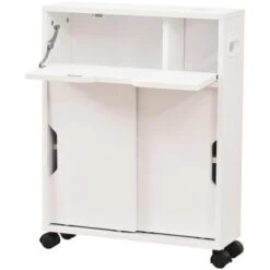 Mobiletto Armadio Portaoggetti Carrello Stretto Salvaspazio Bianco 52x17x67 Cm