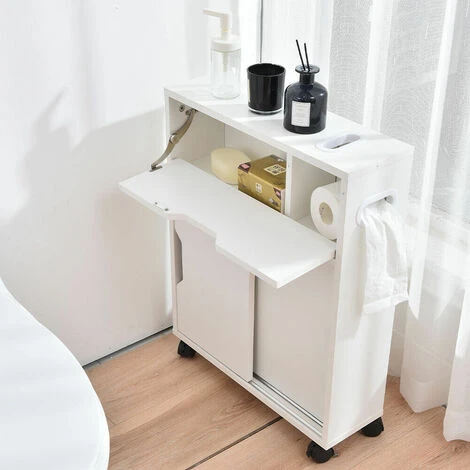 Mobiletto Armadio Portaoggetti Carrello Stretto Salvaspazio Bianco 52x17x67 Cm 4 Mobiletto Armadio Portaoggetti Carrello Stretto Salvaspazio Bianco 52x17x67 Cm - immagine 2
