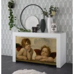 Madia 3 Ante Linea Clear Fancy In Bianco Opaco Serigrafata Angeli Michelangelo