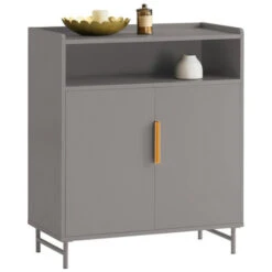 Credenza Mobile Da Cucina Cassettiera Mobile TV Mobile Ingresso Credenza Buffet Scarpiera Mobile Laterale Grigio 70x35x81cm FSB73-HG SoBuy