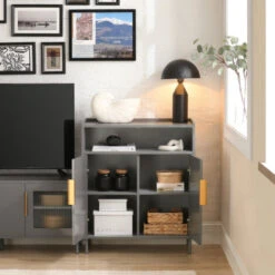 Credenza Mobile Da Cucina Cassettiera Mobile TV Mobile Ingresso Credenza Buffet Scarpiera Mobile Laterale Grigio 70x35x81cm FSB73-HG SoBuy -Vendite HOMCOM || VIDAXL || Songmics 83652122 4