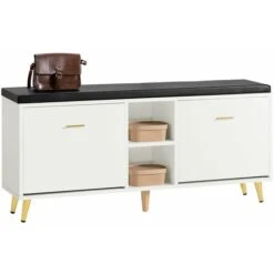 Mobile TV Mobile Da Ingresso Panca Con Seduta Scarpiera Con 2 Ribalte 110x26x52cm FSR132-W SoBuy