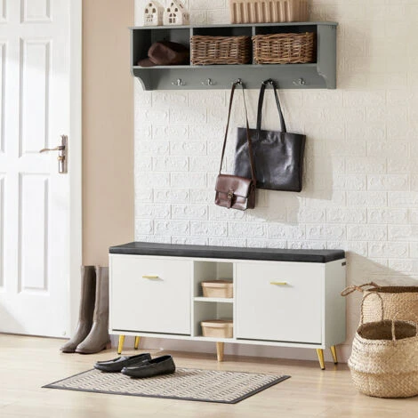 Mobile TV Mobile Da Ingresso Panca Con Seduta Scarpiera Con 2 Ribalte 110x26x52cm FSR132-W SoBuy 7 Mobile TV Mobile Da Ingresso Panca Con Seduta Scarpiera Con 2 Ribalte 110x26x52cm FSR132-W SoBuy - immagine 5