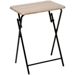 Tavolo Pieghevole Effetto Legno, 1 Posto A Sedere - Tavolo Pieghevole Con Effetto Legno, Mdf, Metallo, Dimensioni L. 48 X L. 38 X H. 66 Cm - 5 Five Simply Smart