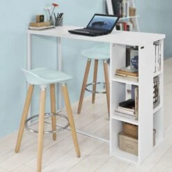 SoBuy Bancone Bar Da Casa Tavolo Cucina Altezza 105 Cm,bianco,FWT39-W
