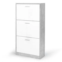 Scarpiera Effetto Cemento Con 3 Ante Bianche -Vendite HOMCOM || VIDAXL || Songmics 85683903 2