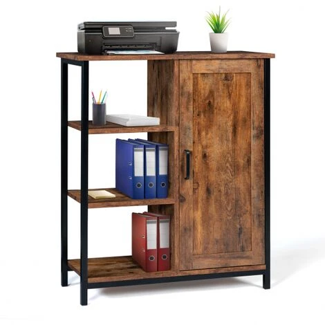 Credenza Con 3 Ripiani E Armadietto DAYTON Effetto Invecchiato Design Industriale 4 Credenza Con 3 Ripiani E Armadietto DAYTON Effetto Invecchiato Design Industriale - immagine 2