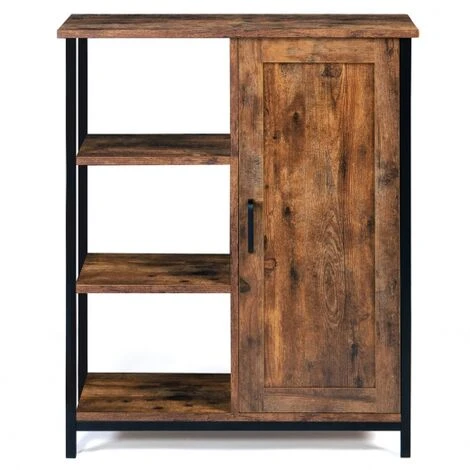 Credenza Con 3 Ripiani E Armadietto DAYTON Effetto Invecchiato Design Industriale 5 Credenza Con 3 Ripiani E Armadietto DAYTON Effetto Invecchiato Design Industriale - immagine 3