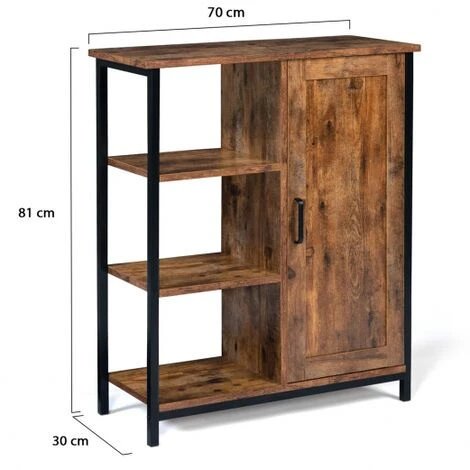 Credenza Con 3 Ripiani E Armadietto DAYTON Effetto Invecchiato Design Industriale 7 Credenza Con 3 Ripiani E Armadietto DAYTON Effetto Invecchiato Design Industriale - immagine 5