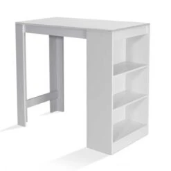 Tavolo Alto Da Bar BARTH Da 2 A 4 Persone Legno Bianco Piano Bianco -Vendite HOMCOM || VIDAXL || Songmics 85684002 2