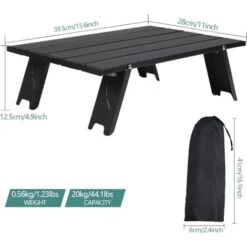 MINKUROW Tavolo Pieghevole Da Campeggio, Mini Tavolo Pieghevole Portatile Leggero In Alluminio Con Borsa Per Il Trasporto, Piccolo Comodo Tavolino Arrotolabile Per Barbecue Picnic Viaggi In Spiaggia ( -Vendite HOMCOM || VIDAXL || Songmics 85922281 2