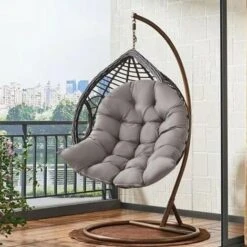 MINKUROW Cuscino Per Sedia, Cuscino Per Poltrona In Rattan, Imbottiture Per Sedie Relax Per Cesto Appeso Altalena, Cuscino Per Sedile Cestino Per Interni Esterni, 90 X 120 Cm, Grigio -Vendite HOMCOM || VIDAXL || Songmics 85922302 5