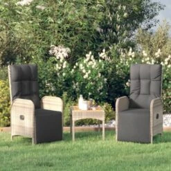 Sedie Reclinabili Da Esterno Con Cuscini 2 Pz Polyrattan Grigie VidaXL -Vendite HOMCOM || VIDAXL || Songmics 86432919 2