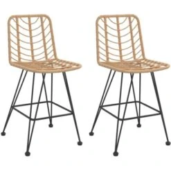 Sgabelli Da Bar 2 Pz 45x56x103,5 Cm Rattan PE E Acciaio VidaXL