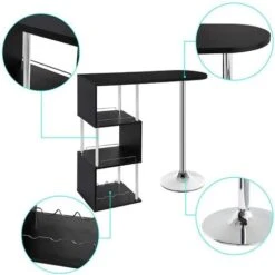 WOLTU Tavolo Da Bar Cucina Bancone Per Cucina A 3 Ripiani Con Portabottiglie Nero -Vendite HOMCOM || VIDAXL || Songmics 87511713 3