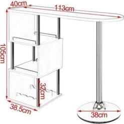 WOLTU Tavolo Da Bar Cucina Bancone Per Cucina A 3 Ripiani Con Portabottiglie Nero -Vendite HOMCOM || VIDAXL || Songmics 87511713 5
