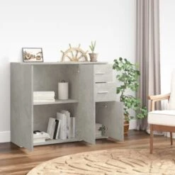 Credenza Grigio Cemento 91x29,5x75 Cm In Legno Multistrato VidaXL -Vendite HOMCOM || VIDAXL || Songmics 87837718 4
