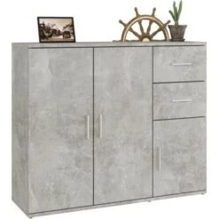 Credenza Grigio Cemento 91x29,5x75 Cm In Legno Multistrato VidaXL -Vendite HOMCOM || VIDAXL || Songmics 87837718 5