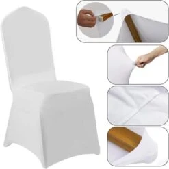 Coprisedia Spandex Elastico 50 Pezzi Bianco Copertura Della Sedia Per Matrimonio Fodera Copre Con Schienale Da Sala Pranzo Decorazione -Vendite HOMCOM || VIDAXL || Songmics 87878348 4