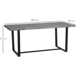 HOMCOM Tavolo Da Pranzo Rettangolare Stile Industriale Per 8 Persone, 180x90x75cm, Grigio E Nero -Vendite HOMCOM || VIDAXL || Songmics 87892039 3
