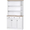 HOMCOM Credenza Da Cucina In Legno Bianco Con 3 Ripiani, 3 Cassetti E 2 Armadietti 101x39x180.5 Cm