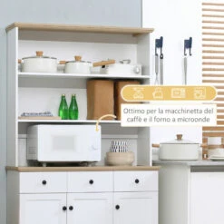 HOMCOM Credenza Da Cucina In Legno Bianco Con 3 Ripiani, 3 Cassetti E 2 Armadietti 101x39x180.5 Cm -Vendite HOMCOM || VIDAXL || Songmics 87893234 5