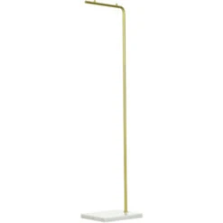 HOMCOM Appendiabiti Da Ingresso, Camera Da Letto E Soggiorno In Metallo E Marmo, 35x25x152 Cm, Oro E Bianco